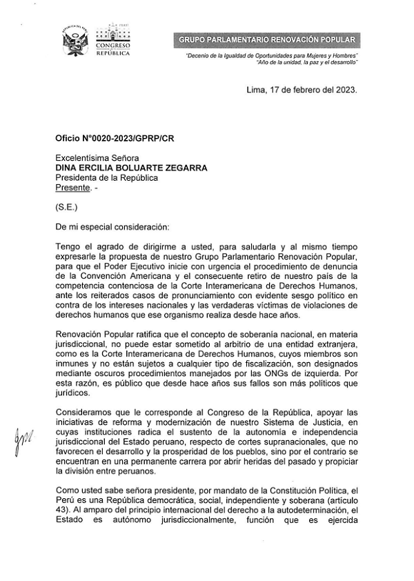 Perú inicia el camino para salir de la competencia contenciosa de la CIDH